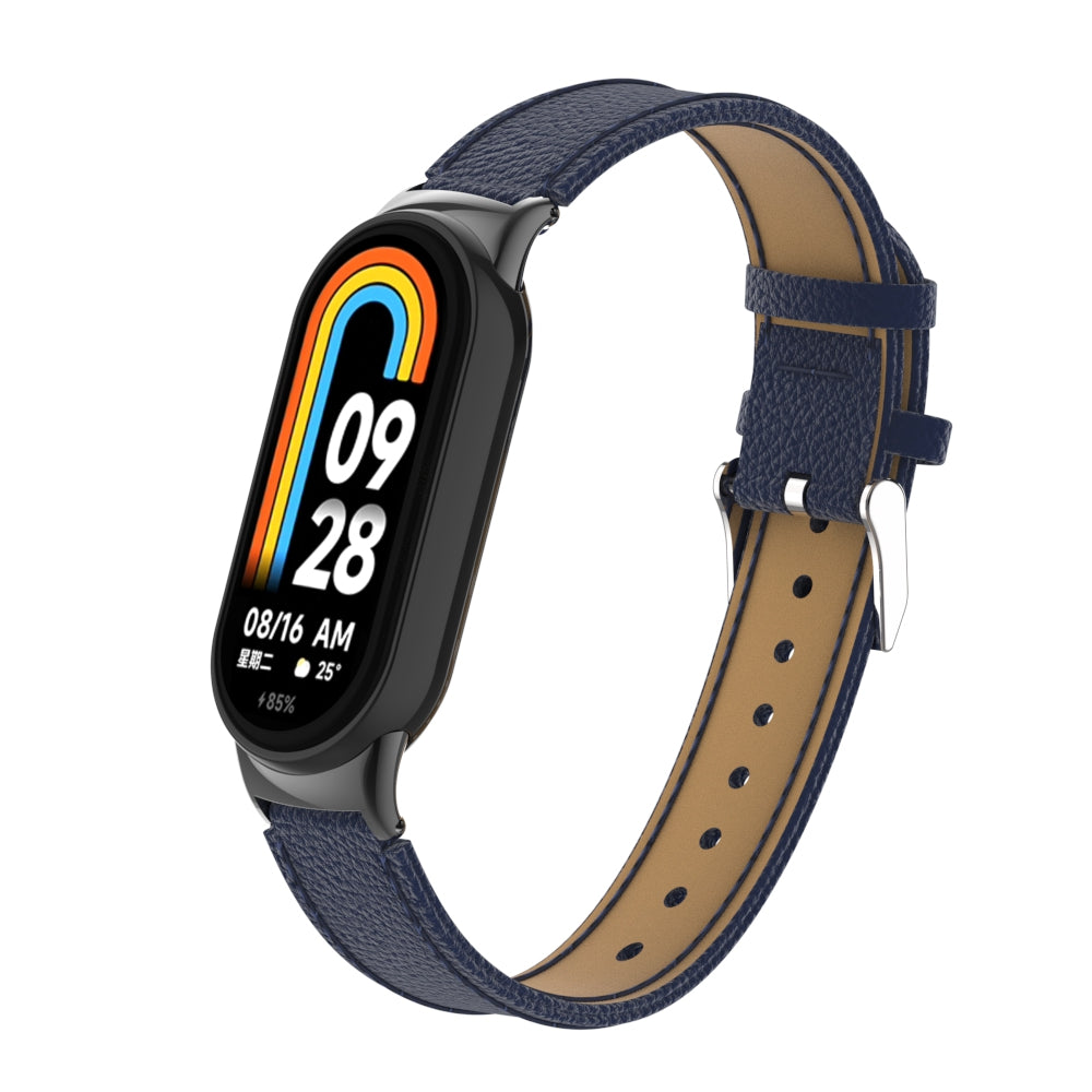 For Xiaomi Smart Band 8 Genuine Cow Leather Watch Band Litchi Texture Watch Strap with Connector For Xiaomi Smart Band 8 Genuine Cow Leather Watch Band Litchi Texture Watch Strap with Connector